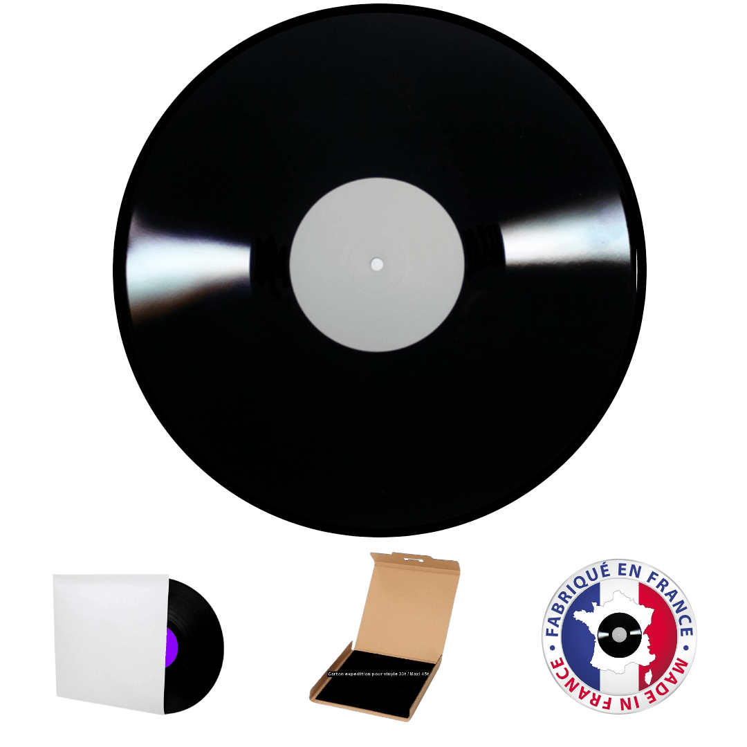 DISQUE VINYLE VIERGE NOIR 30 cm (l'unité) sans sillons - JMK RECORDS