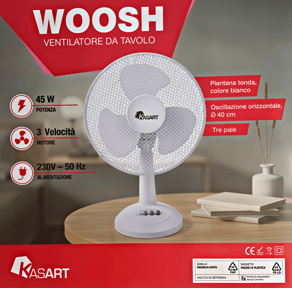 VENTILATEUR KASART 40 CM BLANC – Image 2